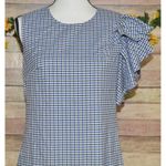 Banana Republic Ruffled Shoulder Sheath Dress Plaid Size 6 Career Academia Photo 2