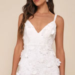 Lulus NWT  Exceedingly Lovely White Applique Floral Backless Mini Dress Party S Photo 0