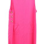 Amy K Su AKS Tencel Pinafore Jumper Maxi Buttoned Pockets Bright Pink Dress L Size L Photo 1