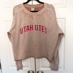 Victorias Secret PINK Utah Utes Oversized Distressed Long Sleeve Size L Tan Size L Photo 0