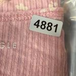 American Eagle Soft Sexy Rib Floral Button Up Crop Top Women's L/G Pink Size L Photo 8