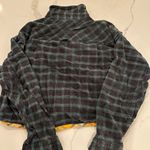 Urban Outfitters Cropped Flannel Button Up/ Green with Yellow Trim Photo 1