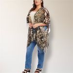 Karen Kane New  M/L Sheer Leopard Animal Print Flowy Kimono Cardigan Drape Boho Photo 1