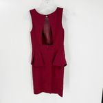 Lulus Asymmetrical Peplum Stretch Knit Mesh Burgundy Sleeveless Dress Large Photo 5