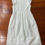 &merci &merci 100% Cotton White Eyelet Flutter Sleeve Midi Dress ~ Size Medium 💚🍄 Photo 4