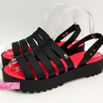 Melissa NEW Creatives Flat Black Pink Strappy Chunky Platform Edgy Jelly Sandals Photo 7