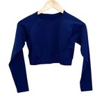 Unbranded Crop Stretch Athletic Top Navy Size Medium Blue Photo 0