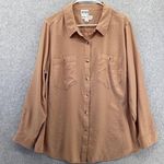 Ava & Viv AVA VIV Women's Button Front Blouse Solid Mauve Peach Size 1X Long Sleeve Photo 0