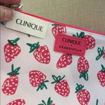 Clinique Strawberry Print Cosmetic Bag  New White and Pink Photo 3