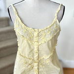 Vintage 90s Yellow Cotton Floral Embroidered Ruffle Button Corset Tank Top Photo 0