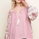 Umgee Boho off the shoulder top pink boho floral top Photo 0