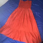 Magic  Red Smocked Sundress with Spaghetti Straps Photo 3