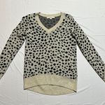 Loft Gray and Black V-Neck Sweater with Animal Print Photo 0