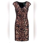 Ralph Lauren  Black & Gold Swirl sequence Mini Dress sz 8 party festive cocktail Photo 12