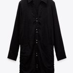 ZARA Collared dress featuring long sleeves with a buttoned opening. Gathered hem and Photo 3