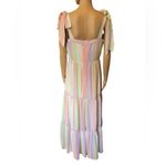 Love Colette Pastel Pink Purple Green Femme Preppy Striped Tiered Maxi Dress Size L Photo 3