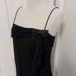 White House | Black Market  Ruffle Slip Evening Black Dress with Bow Photo 1