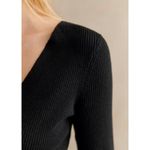 Sézane NWT La Maille Sezane Leonore in Noir Black Ribbed Knit Wrap Sweater Top S Photo 3