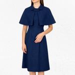 1950s Vintage Adele Simpson Navy Tweed Cape Dress – Union Made Size 6 USA Blue Photo 2
