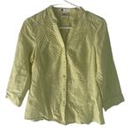 Carole Little Vintage 90s Women's Size Medium Neon Light Green Linen Blouse‎ Photo 0