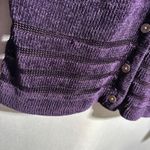 Hillard & Hanson VTG Hillard Hanson Purple Chenille Knit Cardigan Buttons Sheer Stripes V Neck L Photo 6