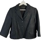 Robert Rodriguez  Size 12 Blazer Jacket Black Shiny Cropped 2 Button Notch Collar Photo 0