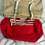 Dooney & Bourke Panama Barrel Satchel Straw Look Coated Canvas leather vintage in Beige camel. Photo 9