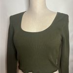 Garage Olive Green Ribbed Long Sleeve crop top Medium Photo 4