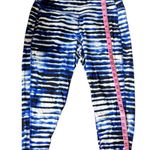 Xersion Women's Athletic Sporty Workout Blue and White Striped Striped Leggings Photo 2