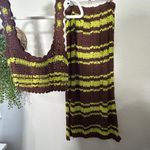 Free People NEW  Donni Sweater Set Natural Brown Green Size Small Y2K Retro Boho Photo 5