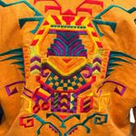 Ellen Tracy  Women Size 2 Linen Jacket‎ Orange Embroidered Aztec Tribal Native Photo 2