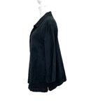 Talbots  100% Irish Linen Embroidered Lace Button Front Shirt Black size Large Photo 2