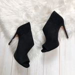 BCBGMAXAZRIA  Women's Black Suede Peeptoe‎ Cutout Ankle Booties Photo 2
