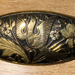 Damascene‎ Flying Bird Leaf Vines Flower Oval Fashion Brooch Lapel Pin Photo 0