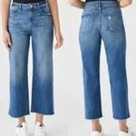 DL1961 Hepburn High Rise Wide Leg Raw Hem Jeans in Palmer Wash Size 24 Photo 1
