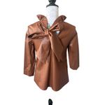 Tuckernuck  Faye Faux Leather Cognac Top Ruffle Collar Womens NWT XSMALL Photo 2