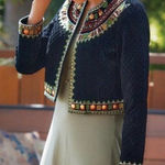 Soft Surroundings  Threads of Life Black Bolero Jacket Beaded Quilted Velvet Photo 0