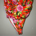 ZARA  Draped Floral Print Plunge V Neck Bodysuit Women’s Size Medium Photo 4