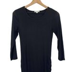 James Perse Standard Jersey Stretch Knit Knee Length Dress Ruched Scoop Black 3 Photo 2