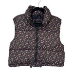 Aeropostale  Remixed Down Floral Crop Puffer Vest Womens Large Black Pink Grunge Photo 1