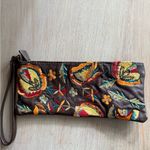 Arden B Y2K Embroidered Beaded Leather Wristlet Clutch Floral Brown Cocktail Bag Photo 9