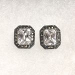 JACK JUDITH  Sterling Silver Marcasite Faceted CZ Vintage Earrings Photo 8