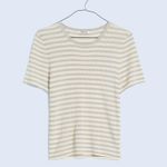 Madewell Micro Rib Sweater Tee Crop Monument (Grey/White) Stripe Medium NWOT Photo 1