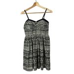 Band of Gypsies Beige & Black Printed Fit & Flare Mini Dress L Photo 3