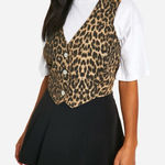Chic Leopard Print denim waistcoat Photo 0