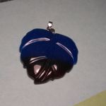 Large Quartz Leaf Pendant in Stainless Steel Blue Photo 5