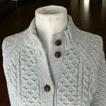 Lands' End  Lambswool Cable Knit Fisherman Cardigan Sweater Button Up Women's M Photo 2