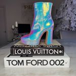 Alexandre Birman New  Loreta Holographic Leather Platform Bootie Boot Womens 37 Photo 5