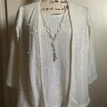 🌞NWOT Alfred Dunner White Sequin 3/4 Sleeve with Detachable Necklace Sweater #W Silver Size undefined Photo 0