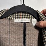 La Classe Couture Plaid Blazer‎ Jacket Womens L Academia Office Preppy 1 Button Brown Size L Photo 3